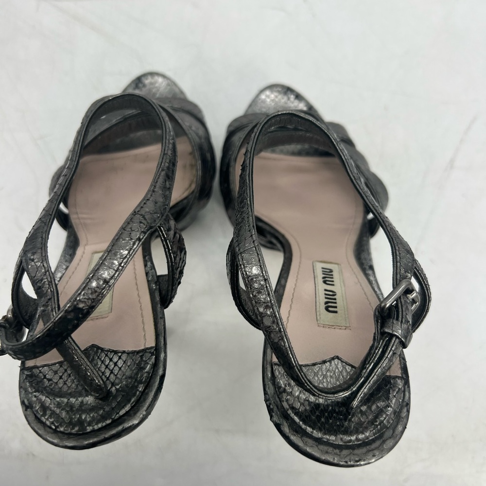 Miu Miu Metallic Python Print Heels - image 6